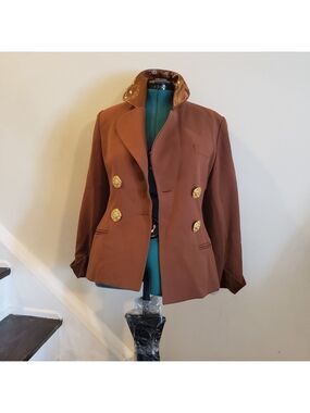 Vintage Capriccio Wool Blazer Jacket In Rust Tan